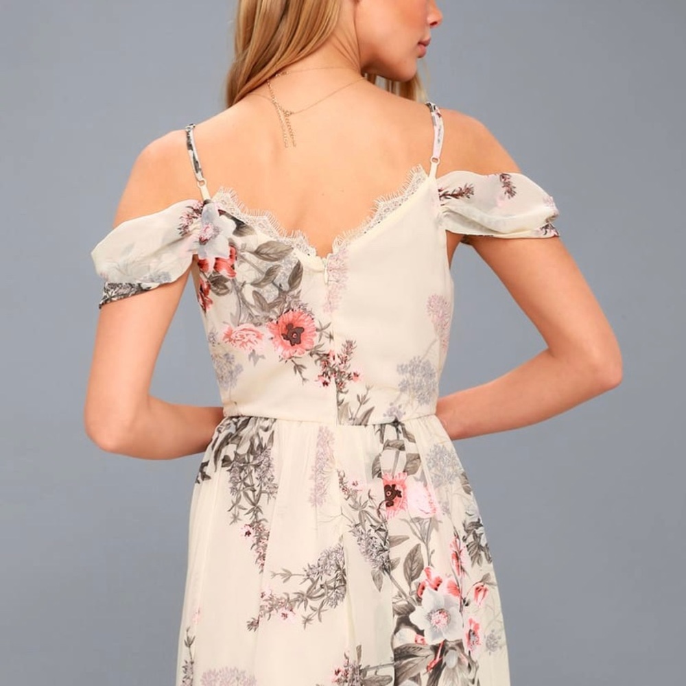 Lulu’s Verona Cream off the shoulder lace dress - Picture 2 of 5